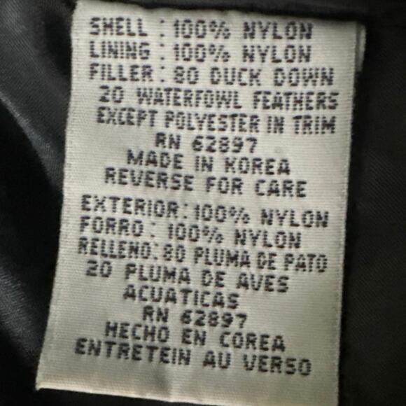 First Down Puffer heavy duty coat Vintage Black&Blue Mens LG Duck Down  3.5lb - Picture 9 of 12